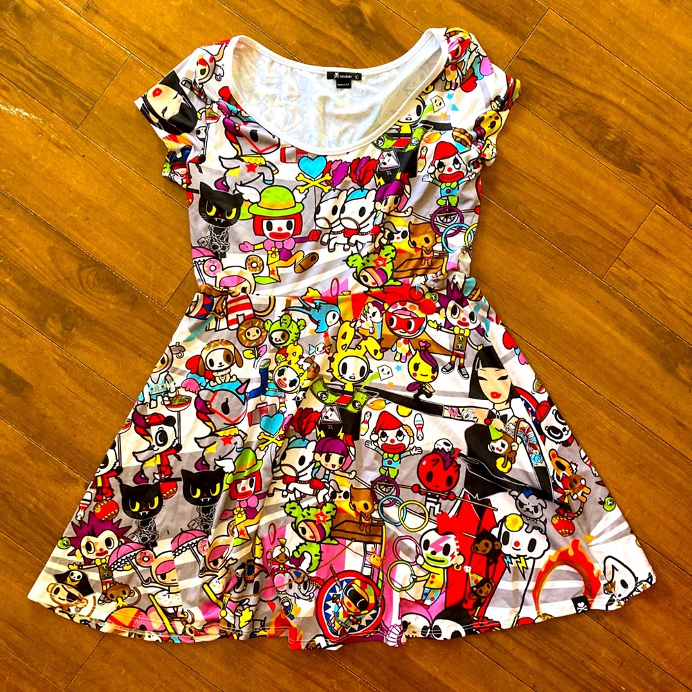 Tokidoki Polyester Mini dress, Circus Print; SIZE: Large